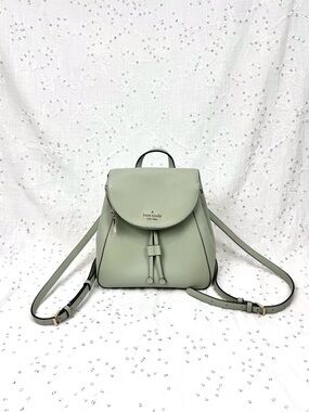 Kate Spade Leila Medium Pebbled Leather Backpack Pistachio Sage Green